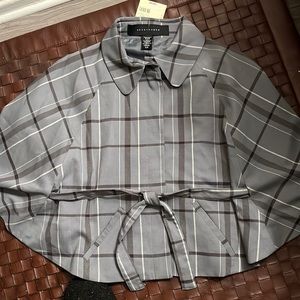 Apostrophe Gray Plaid Caplet Topper Size S